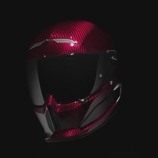 RURUC AT4.0 Ruby Carbon Fiber Motorcycle Helmet | Lifetime Warranty | Protection against everything including theft and crashes